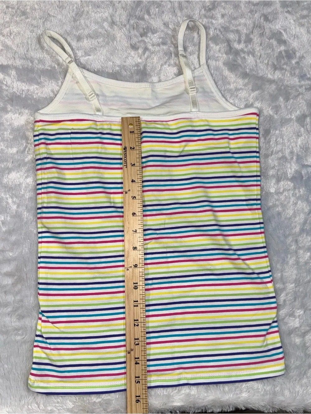 SO Girls White Rainbow Striped Tank Top